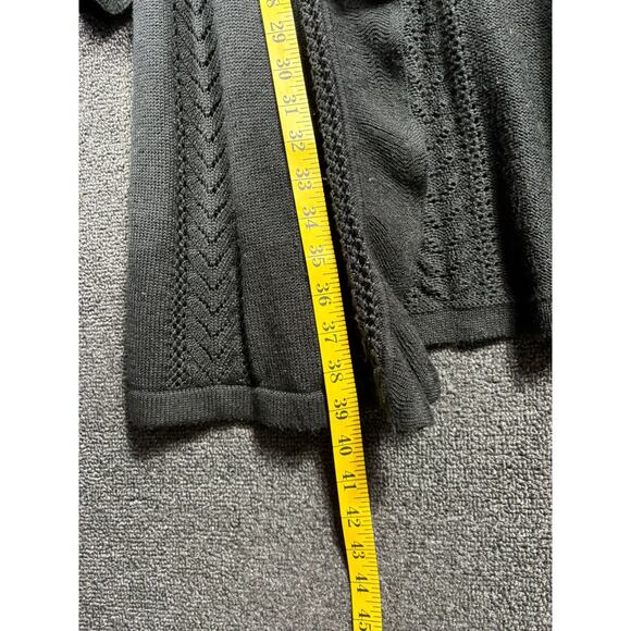 Chico’s Open Front Cardigan Ruffle Trim Sweater Duster Womens Size 1 US 8 Black - Picture 5 of 6